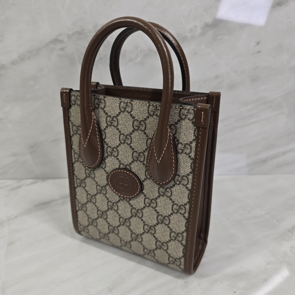 Gucci Brown and Beige Monogram Tote - Picture 2 of 11